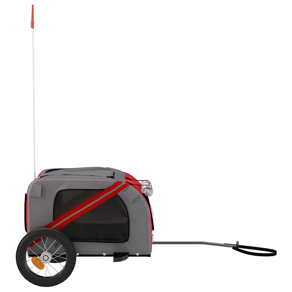 Hondenfietstrailer oxford stof en ijzer rood en grijs is nu te koop bij PeponiXL, paradijselijk wonen!