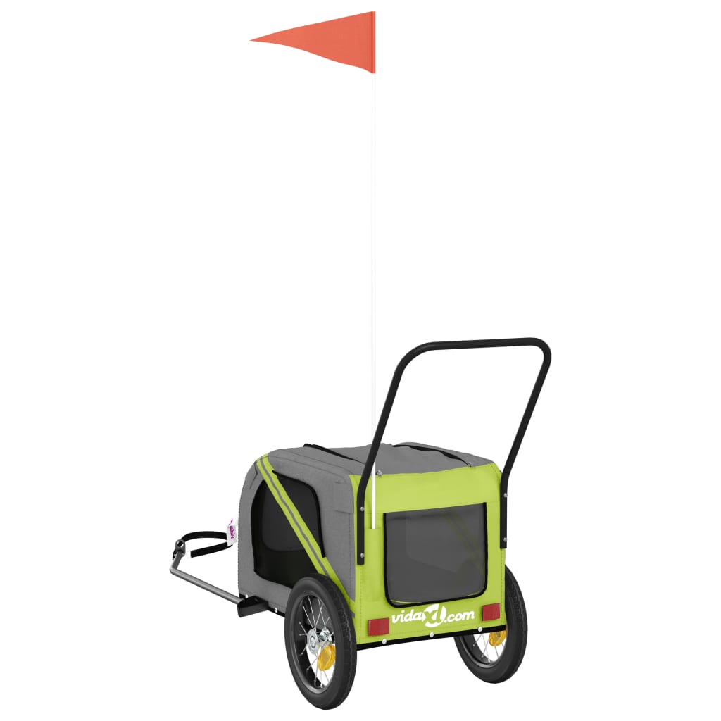 Hondenfietstrailer oxford stof en ijzer groen en zwart is nu te koop bij PeponiXL, paradijselijk wonen!