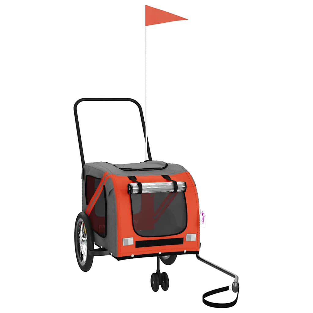 Fietskar voor huisdieren, oranje en grijs Oxford-stof en ijzer is nu te koop bij PeponiXL, paradijselijk wonen!