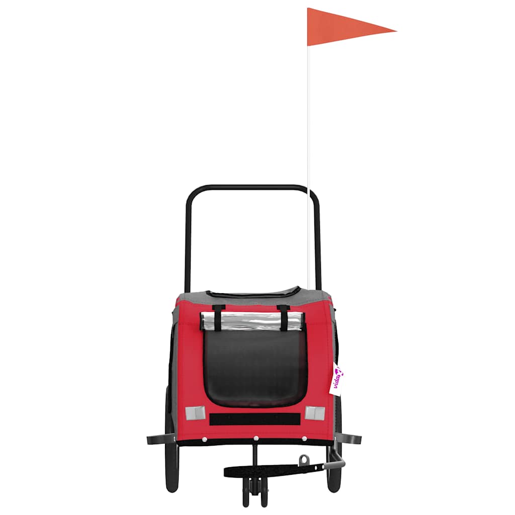 Fietskar voor huisdieren, rood en grijs Oxford-stof en ijzer is nu te koop bij PeponiXL, paradijselijk wonen!