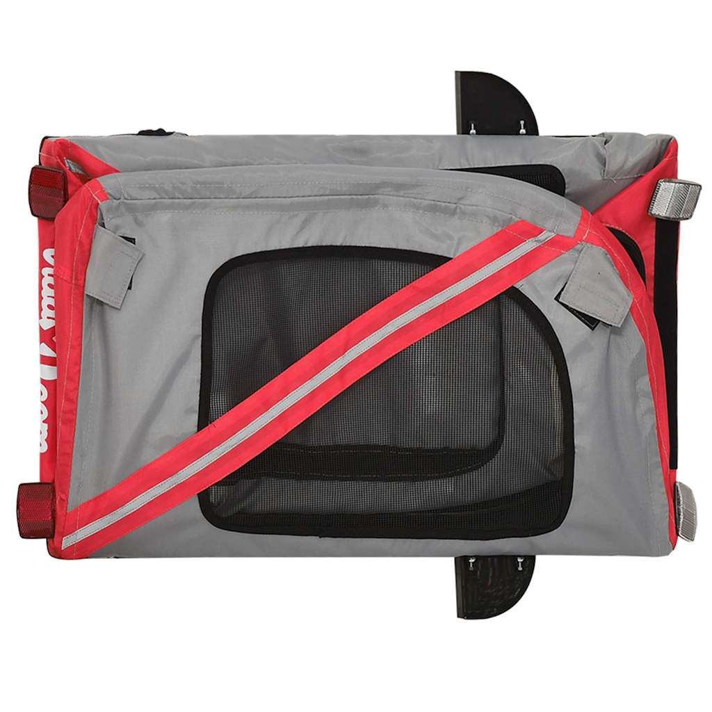 Fietskar voor huisdieren, rood en grijs Oxford-stof en ijzer is nu te koop bij PeponiXL, paradijselijk wonen!