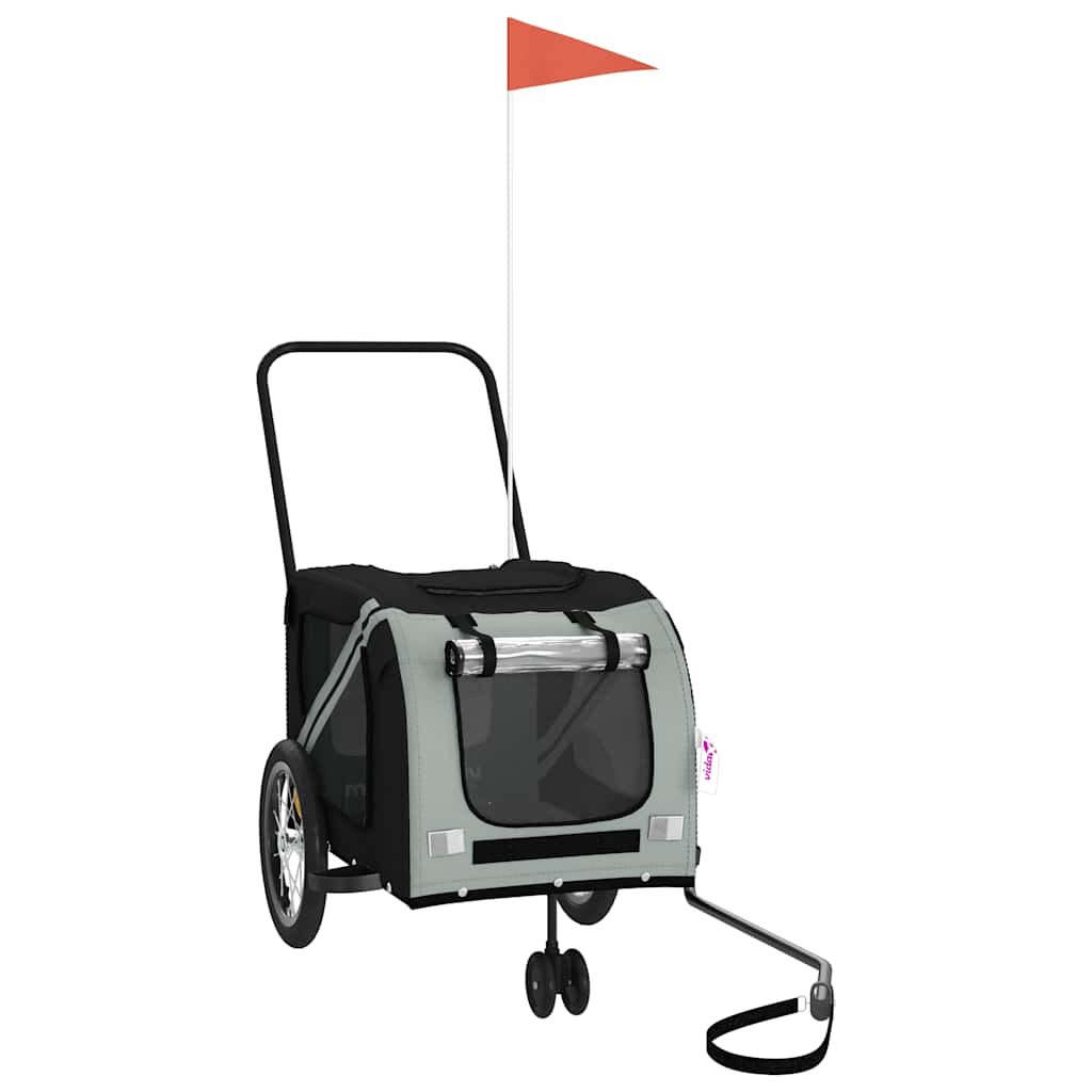 Huisdierfietskar Grijs en Zwart Oxford Stof en IJzer is nu te koop bij PeponiXL, paradijselijk wonen!