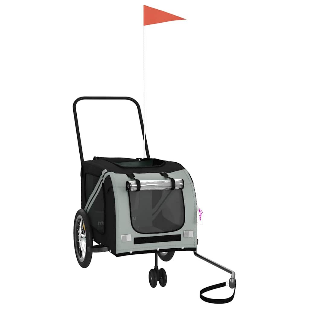 Huisdierfietskar Grijs en Zwart Oxford Stof en IJzer is nu te koop bij PeponiXL, paradijselijk wonen!