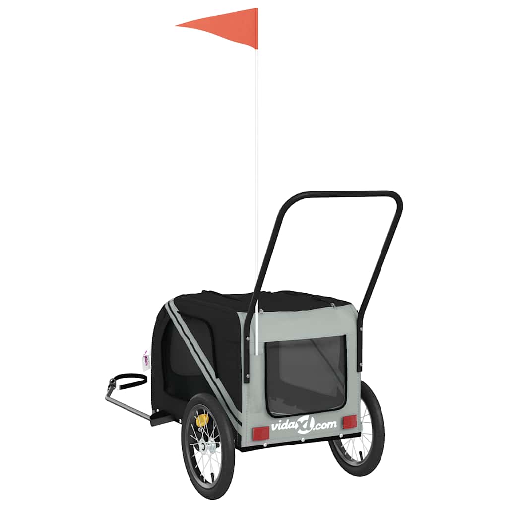 Huisdierfietskar Grijs en Zwart Oxford Stof en IJzer is nu te koop bij PeponiXL, paradijselijk wonen!