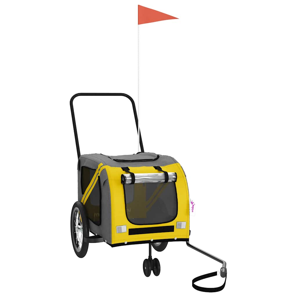 Fietskar voor huisdieren, geel en grijs Oxford-stof en ijzer is nu te koop bij PeponiXL, paradijselijk wonen!