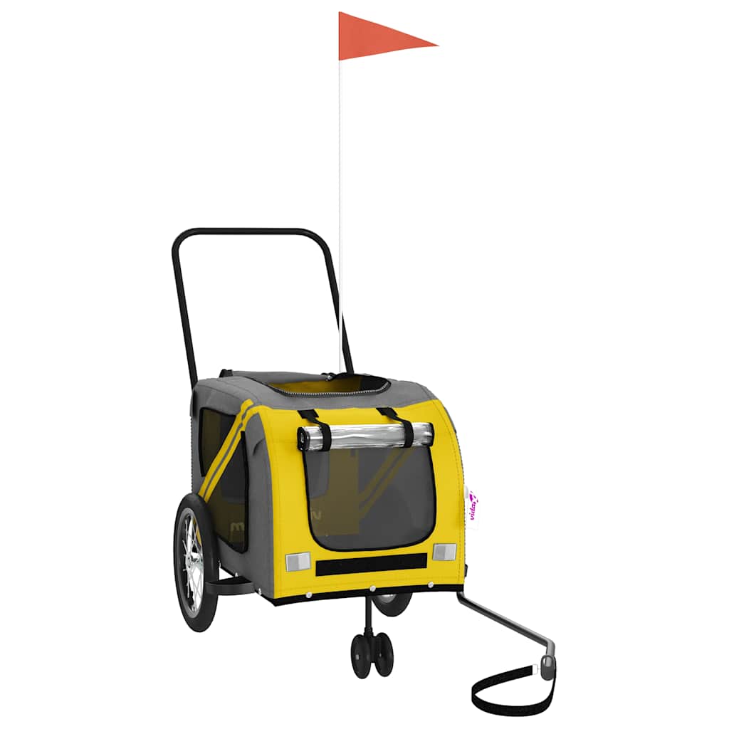 Fietskar voor huisdieren, geel en grijs Oxford-stof en ijzer is nu te koop bij PeponiXL, paradijselijk wonen!