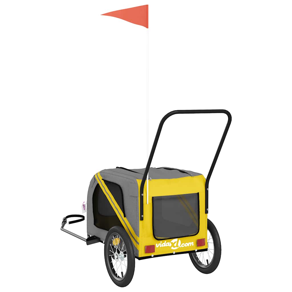 Fietskar voor huisdieren, geel en grijs Oxford-stof en ijzer is nu te koop bij PeponiXL, paradijselijk wonen!