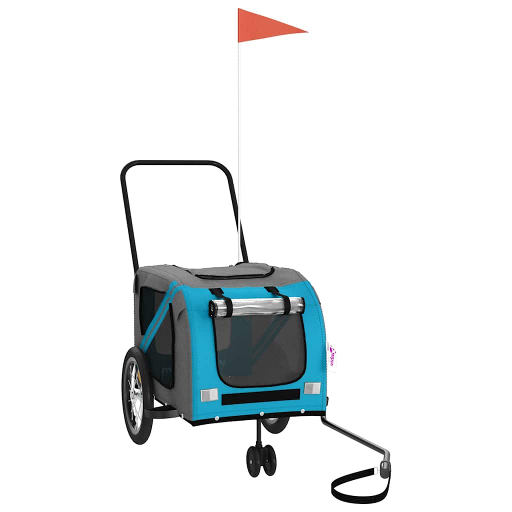 Fietskar voor huisdieren, blauw en grijs Oxford-stof en ijzer is nu te koop bij PeponiXL, paradijselijk wonen!