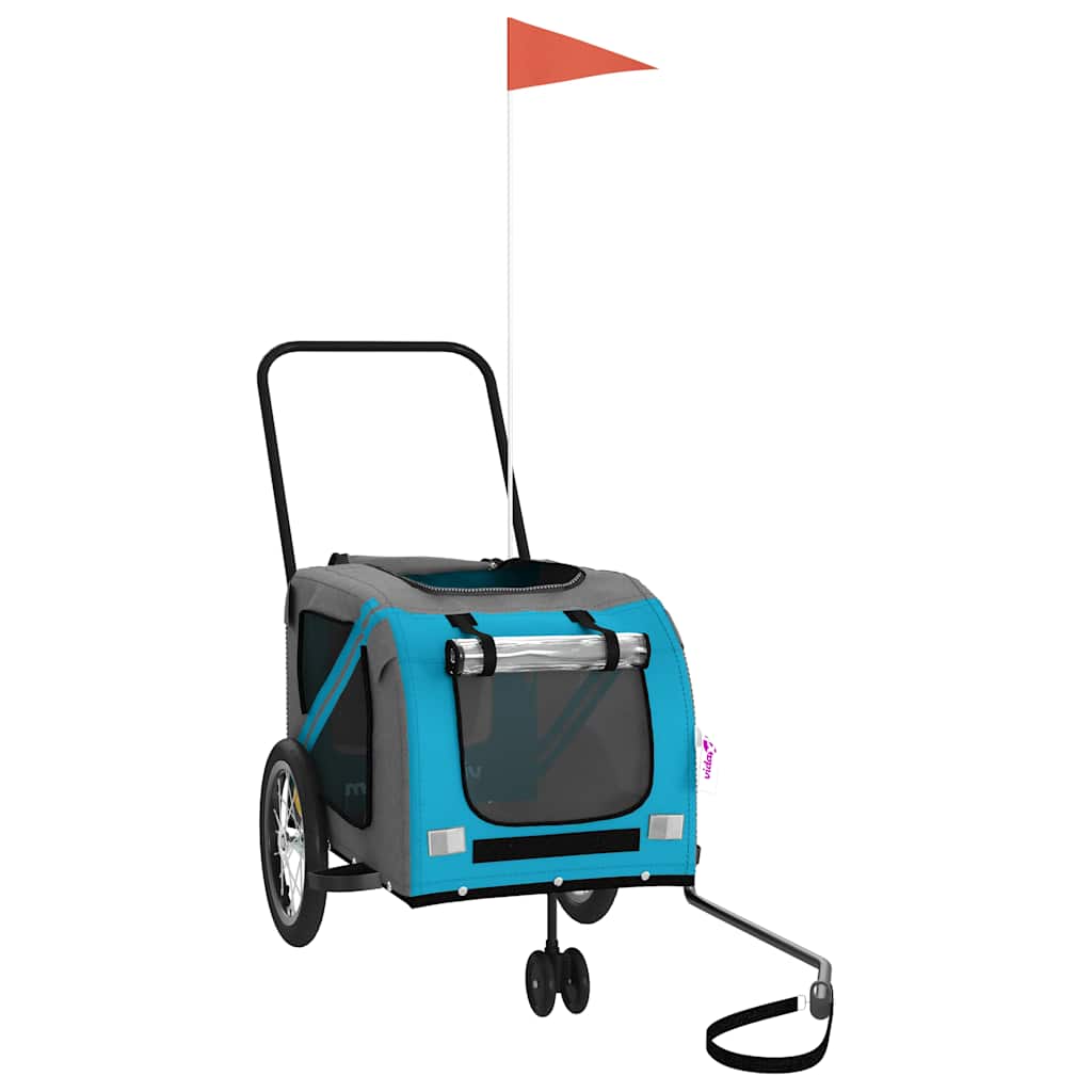 Fietskar voor huisdieren, blauw en grijs Oxford-stof en ijzer is nu te koop bij PeponiXL, paradijselijk wonen!