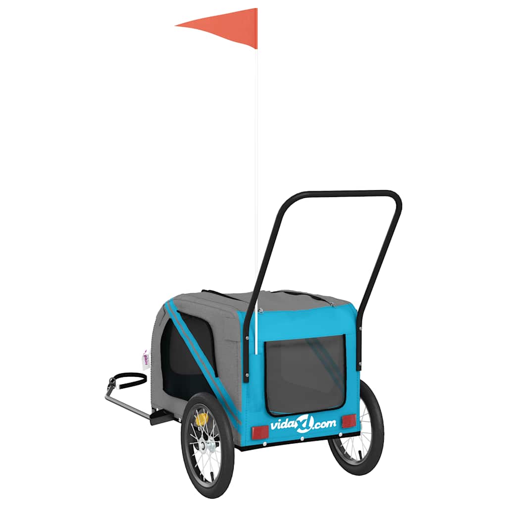 Fietskar voor huisdieren, blauw en grijs Oxford-stof en ijzer is nu te koop bij PeponiXL, paradijselijk wonen!