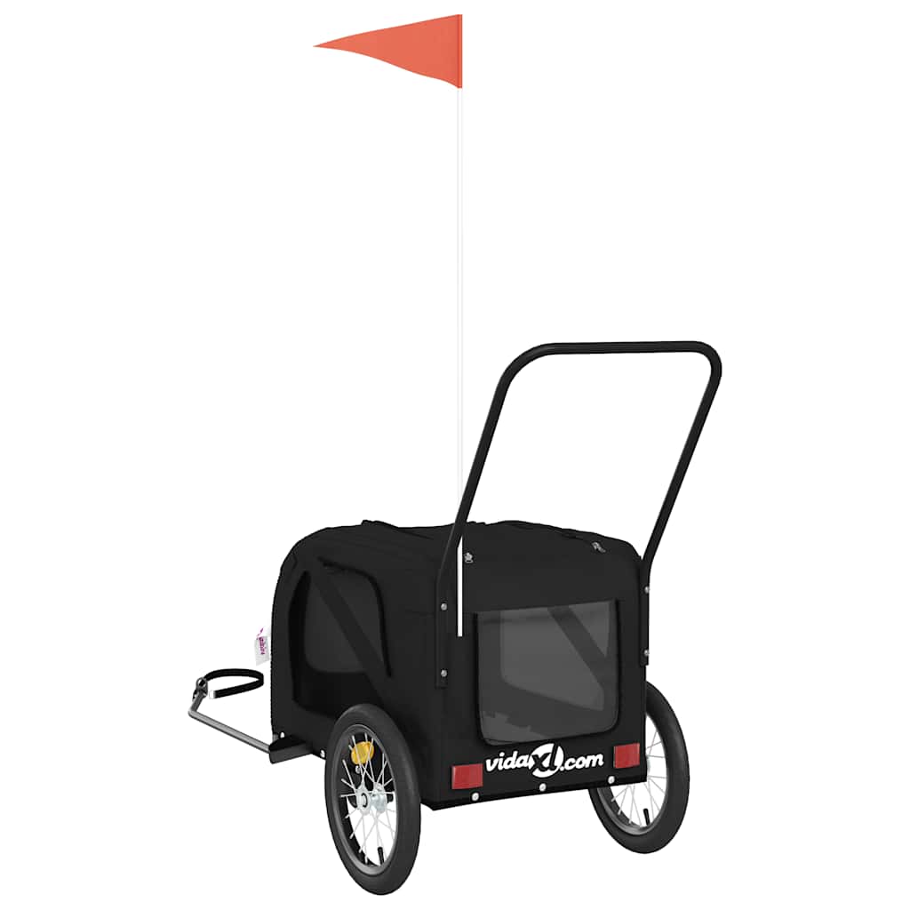 Huisdierfietskar Zwart Oxford-stof en ijzer is nu te koop bij PeponiXL, paradijselijk wonen!