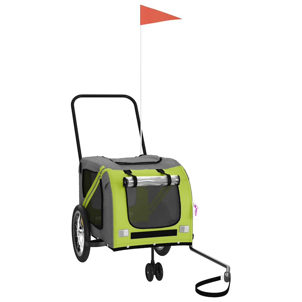 Fietskar voor huisdieren, groen en grijs Oxford-stof en ijzer is nu te koop bij PeponiXL, paradijselijk wonen!