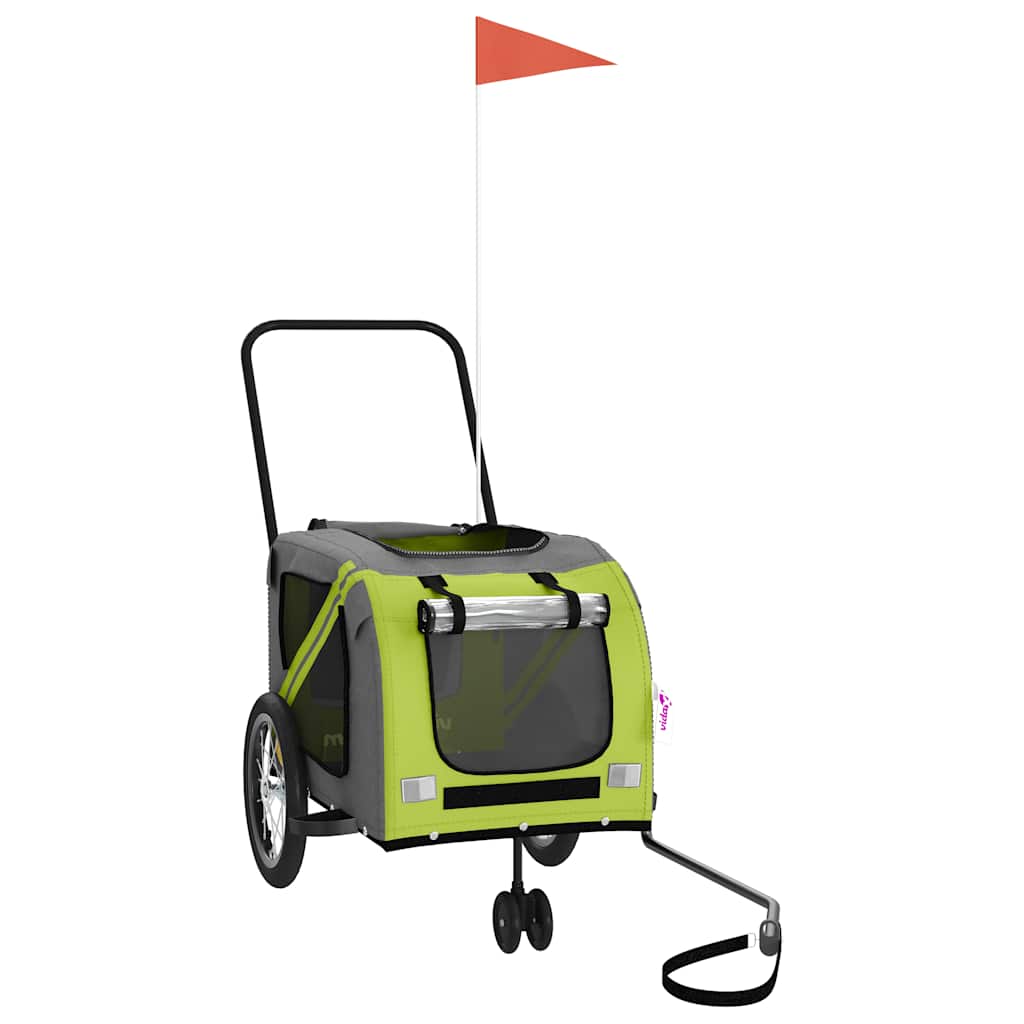 Fietskar voor huisdieren, groen en grijs Oxford-stof en ijzer is nu te koop bij PeponiXL, paradijselijk wonen!