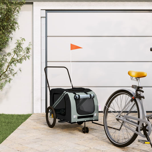 Hondenfietstrailer oxford stof en ijzer grijs en zwart is nu te koop bij PeponiXL, paradijselijk wonen!