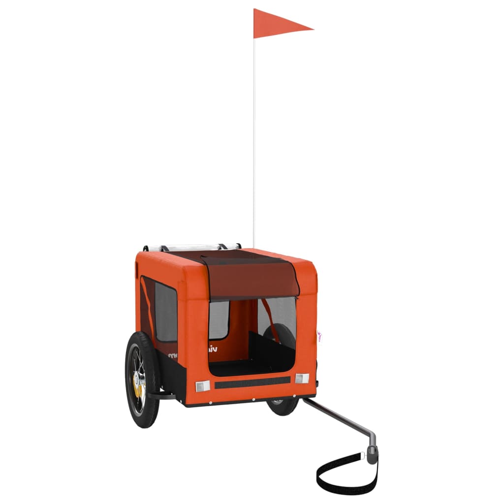 Hondenfietstrailer oxford stof en ijzer oranje en zwart is nu te koop bij PeponiXL, paradijselijk wonen!