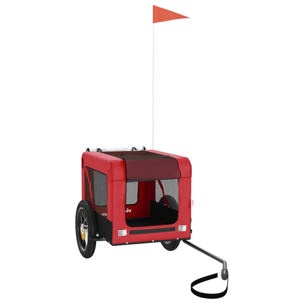 Hondenfietstrailer oxford stof en ijzer rood en zwart is nu te koop bij PeponiXL, paradijselijk wonen!