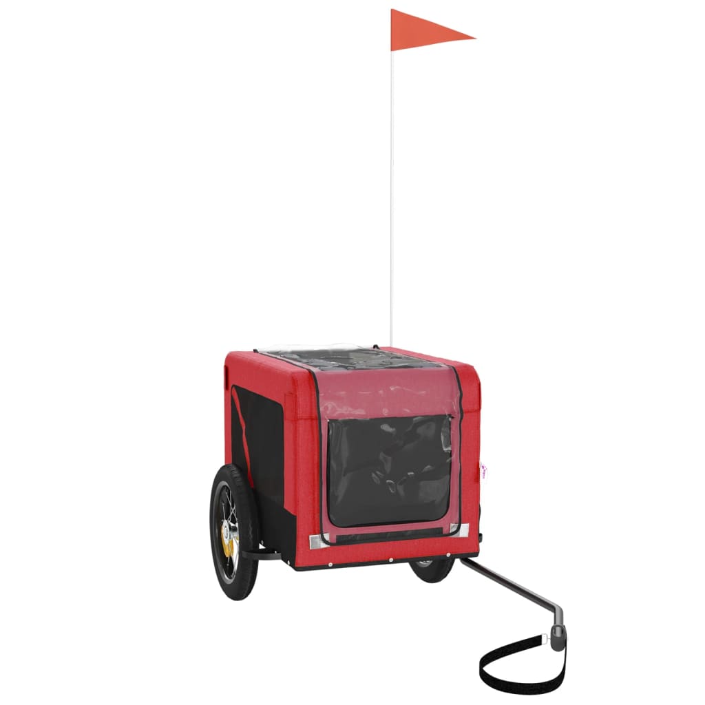 Hondenfietstrailer oxford stof en ijzer rood en zwart is nu te koop bij PeponiXL, paradijselijk wonen!