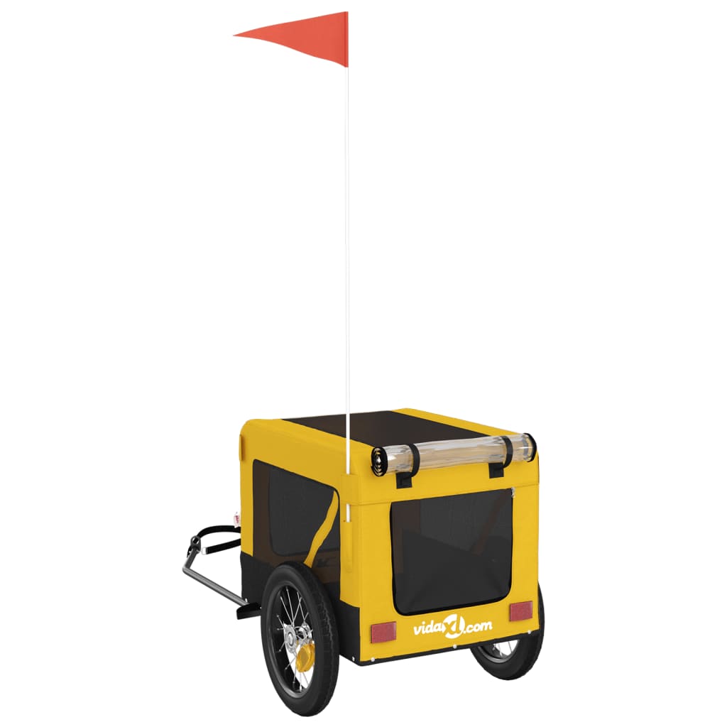 Hondenfietstrailer oxford stof en ijzer geel en zwart is nu te koop bij PeponiXL, paradijselijk wonen!
