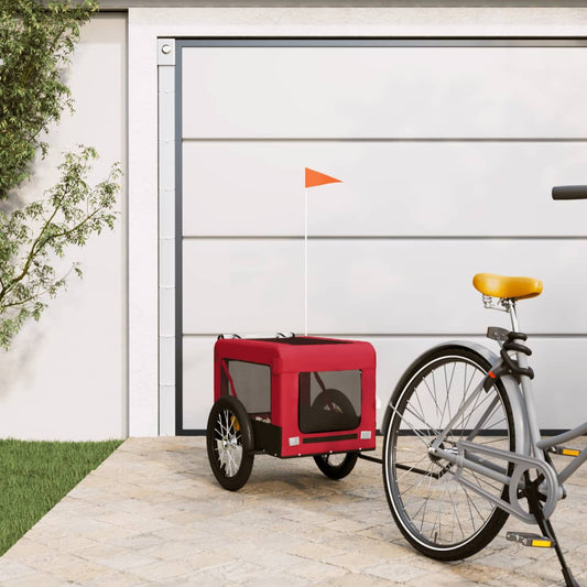 Hondenfietstrailer oxford stof en ijzer rood en zwart is nu te koop bij PeponiXL, paradijselijk wonen!