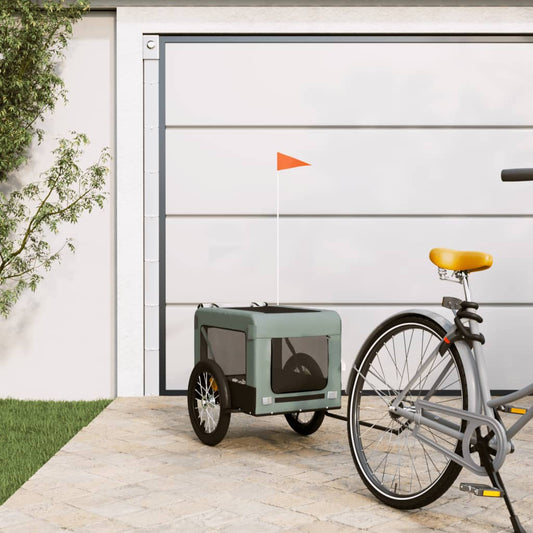 Hondenfietstrailer oxfordstof en ijzer grijs en zwart is nu te koop bij PeponiXL, paradijselijk wonen!