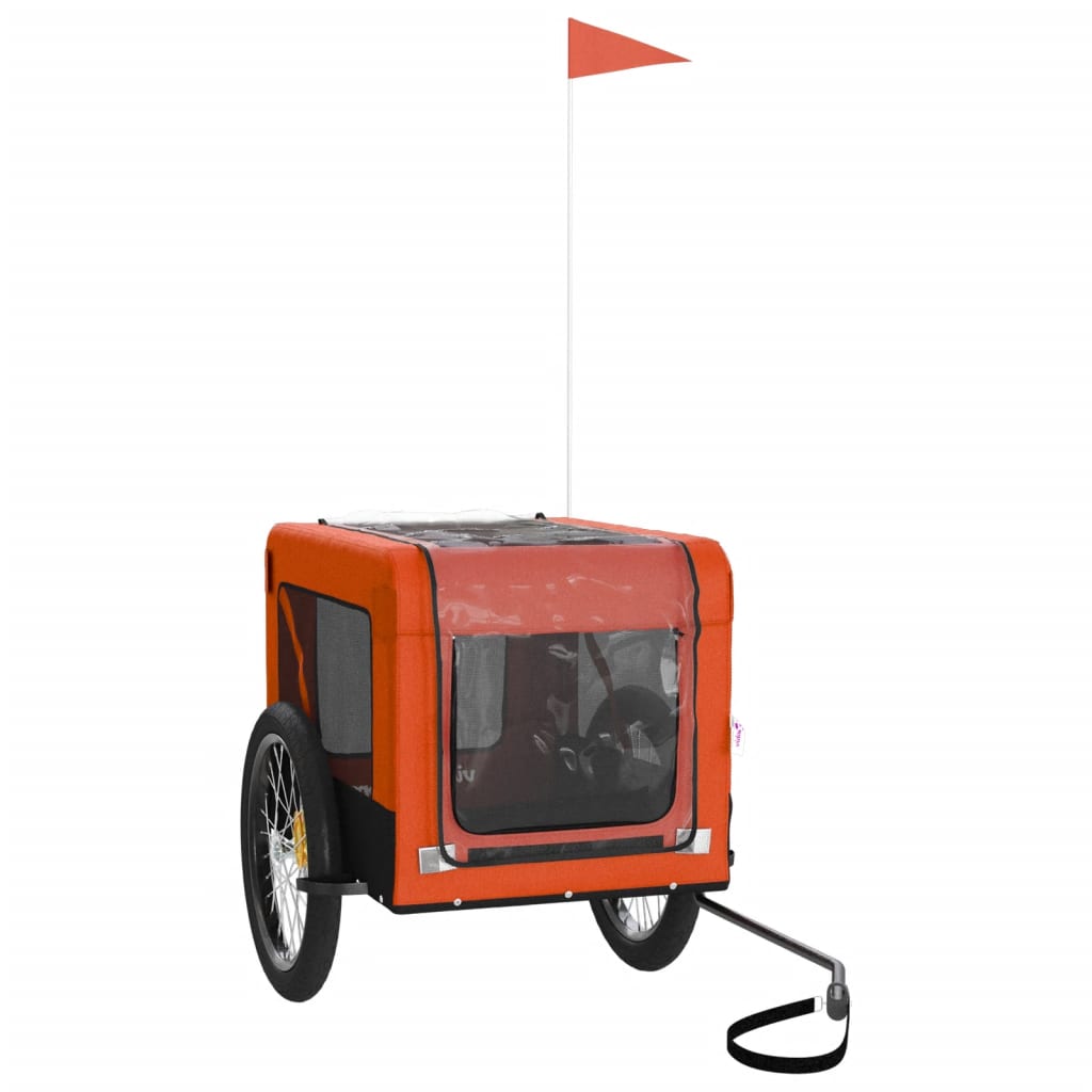 Hondenfietstrailer oxford stof en ijzer oranje en zwart is nu te koop bij PeponiXL, paradijselijk wonen!