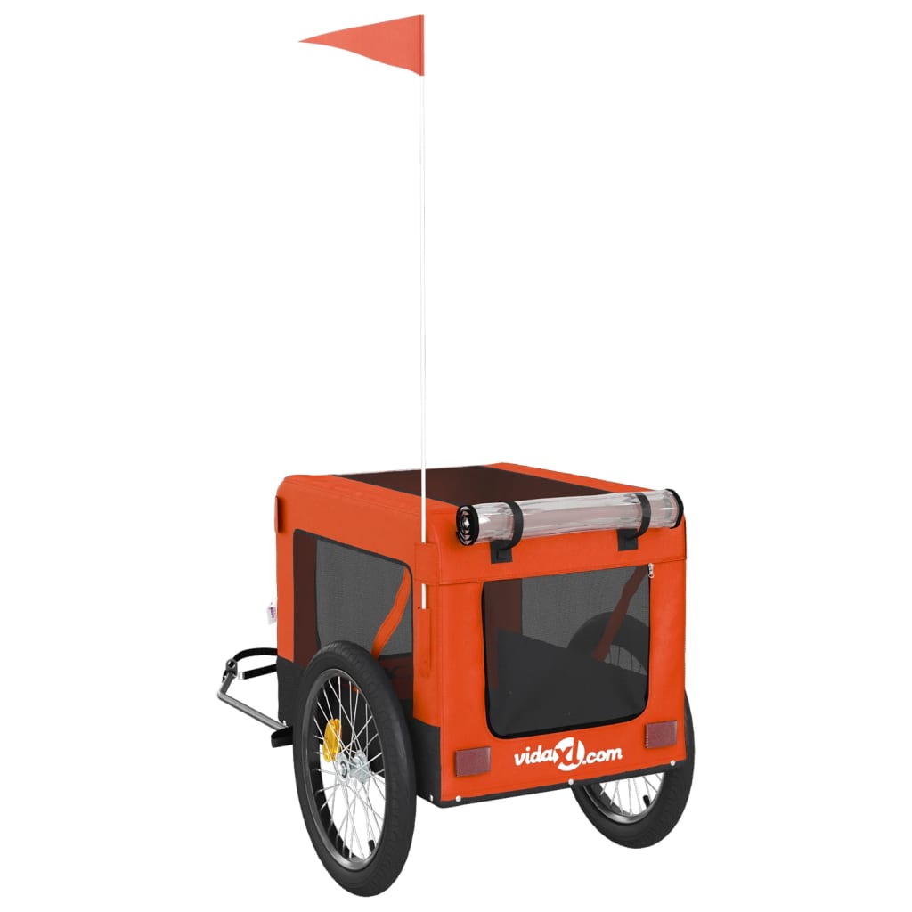 Hondenfietstrailer oxford stof en ijzer oranje en zwart is nu te koop bij PeponiXL, paradijselijk wonen!