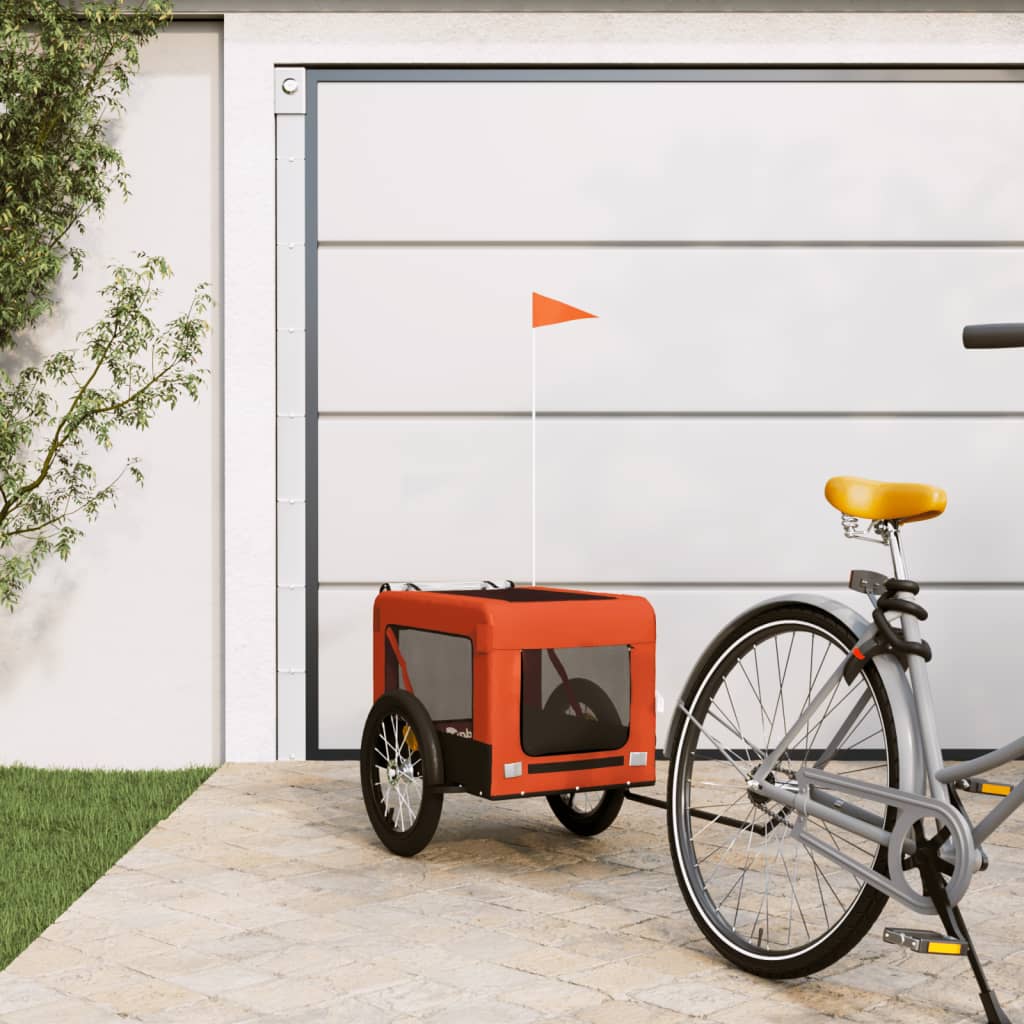 Hondenfietstrailer oxford stof en ijzer oranje en zwart is nu te koop bij PeponiXL, paradijselijk wonen!