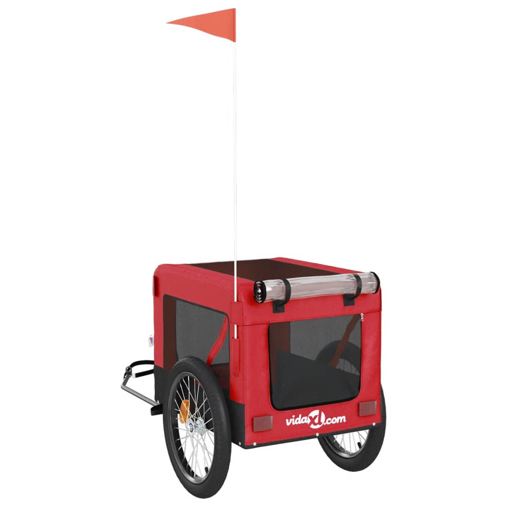 Hondenfietstrailer oxford stof en ijzer rood en zwart is nu te koop bij PeponiXL, paradijselijk wonen!