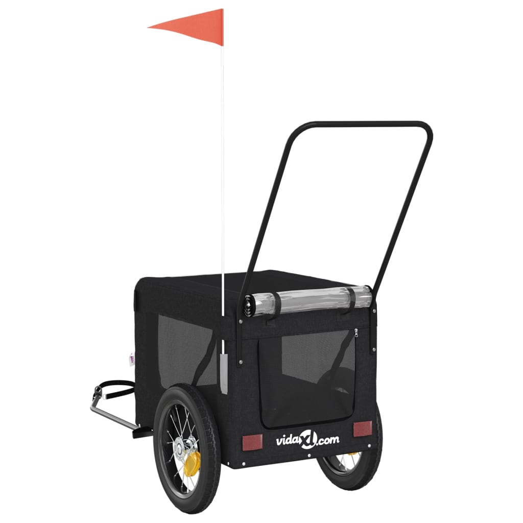 Hondenfietstrailer oxford stof en ijzer zwart is nu te koop bij PeponiXL, paradijselijk wonen!