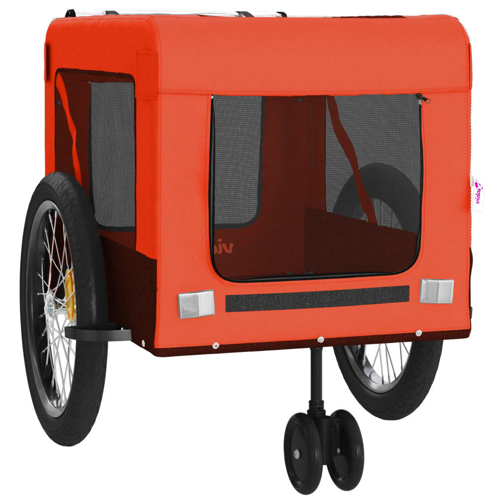 Hondenfietstrailer oxford stof en ijzer oranje en zwart is nu te koop bij PeponiXL, paradijselijk wonen!