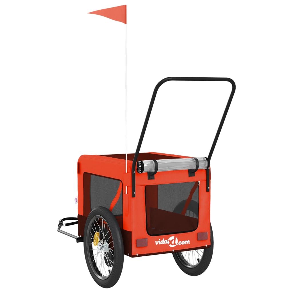 Hondenfietstrailer oxford stof en ijzer oranje en zwart is nu te koop bij PeponiXL, paradijselijk wonen!