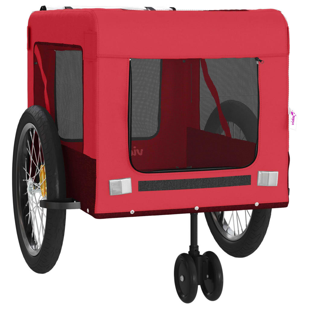 Hondenfietstrailer oxford stof en ijzer rood en zwart is nu te koop bij PeponiXL, paradijselijk wonen!