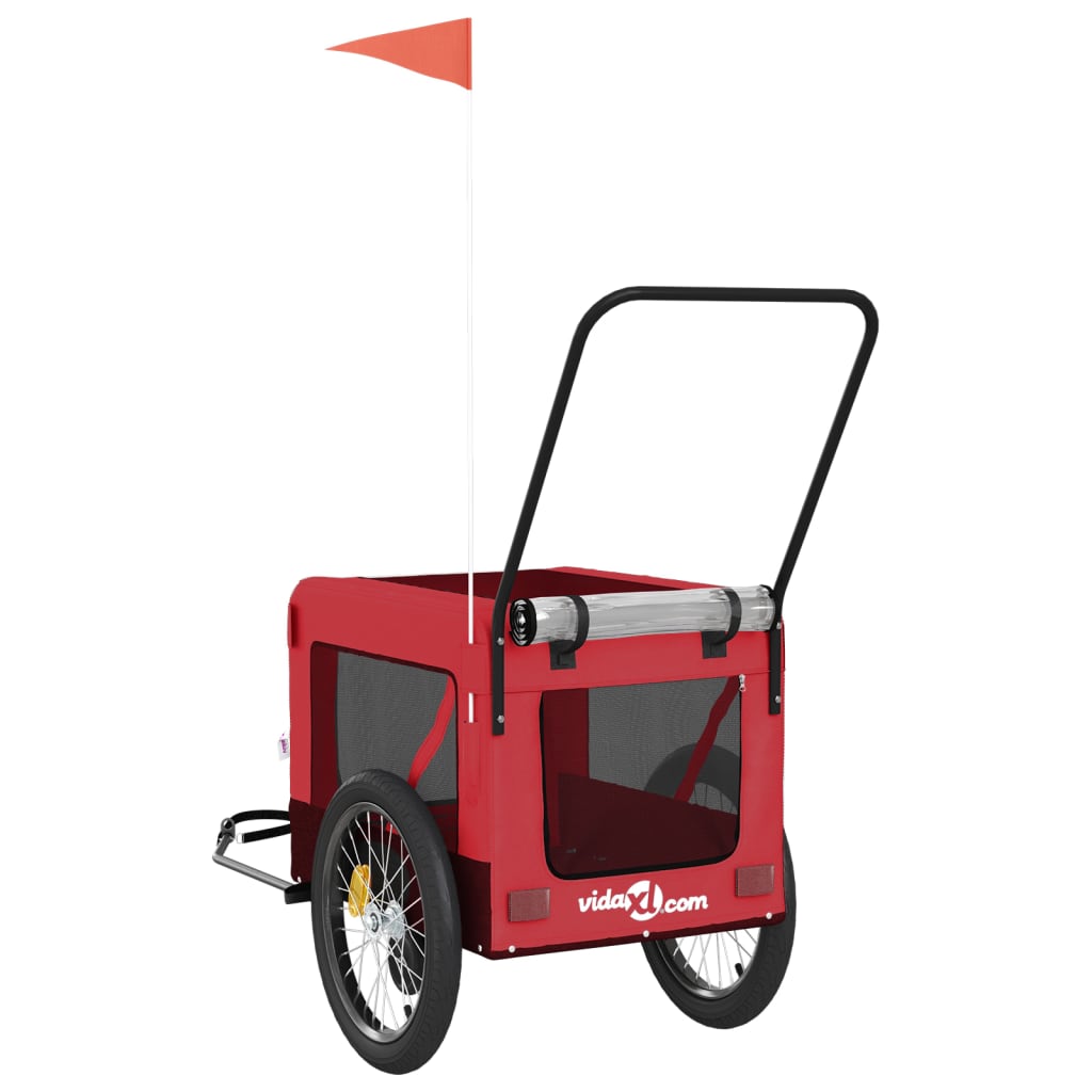 Hondenfietstrailer oxford stof en ijzer rood en zwart is nu te koop bij PeponiXL, paradijselijk wonen!