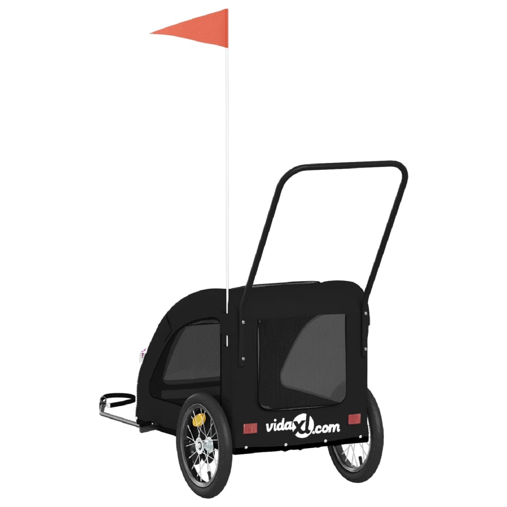 Hondenfietstrailer oxford stof en ijzer zwart is nu te koop bij PeponiXL, paradijselijk wonen!