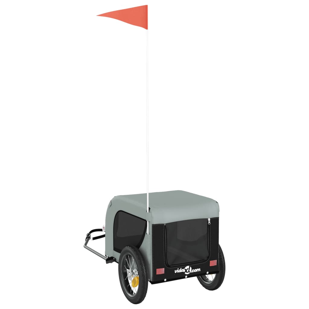 Hondenfietstrailer oxford stof en ijzer grijs en zwart is nu te koop bij PeponiXL, paradijselijk wonen!