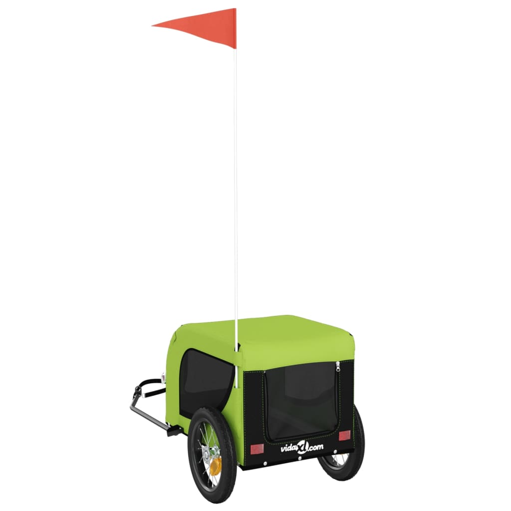 Hondenfietstrailer oxford stof en ijzer groen en zwart is nu te koop bij PeponiXL, paradijselijk wonen!