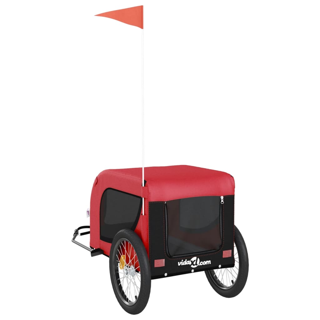 Hondenfietstrailer oxford stof en ijzer rood en zwart is nu te koop bij PeponiXL, paradijselijk wonen!
