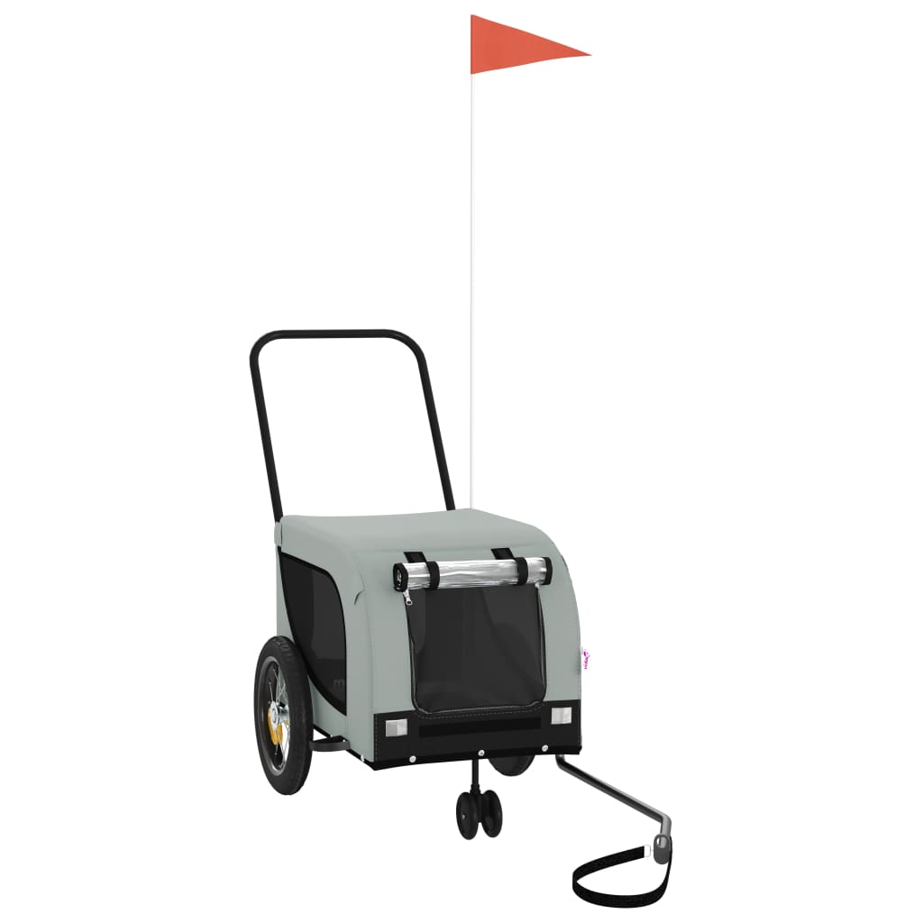 Hondenfietstrailer oxford stof en ijzer grijs en zwart is nu te koop bij PeponiXL, paradijselijk wonen!