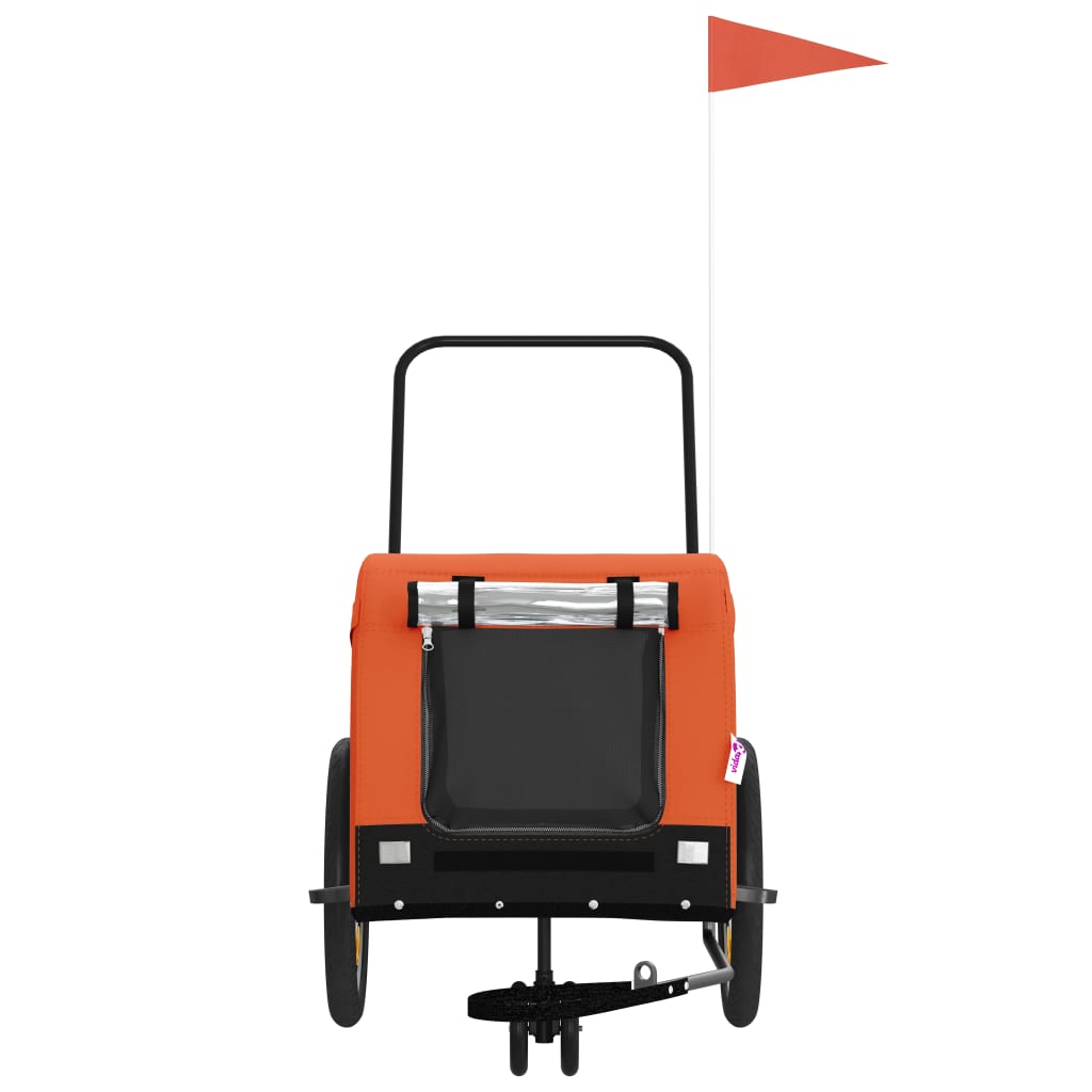 Hondenfietstrailer oxford stof en ijzer oranje en zwart is nu te koop bij PeponiXL, paradijselijk wonen!