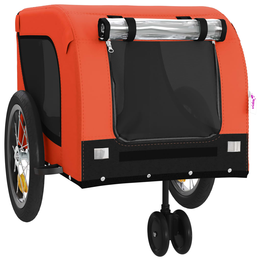 Hondenfietstrailer oxford stof en ijzer oranje en zwart is nu te koop bij PeponiXL, paradijselijk wonen!