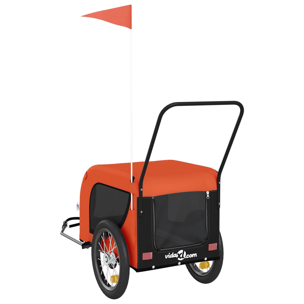 Hondenfietstrailer oxford stof en ijzer oranje en zwart is nu te koop bij PeponiXL, paradijselijk wonen!