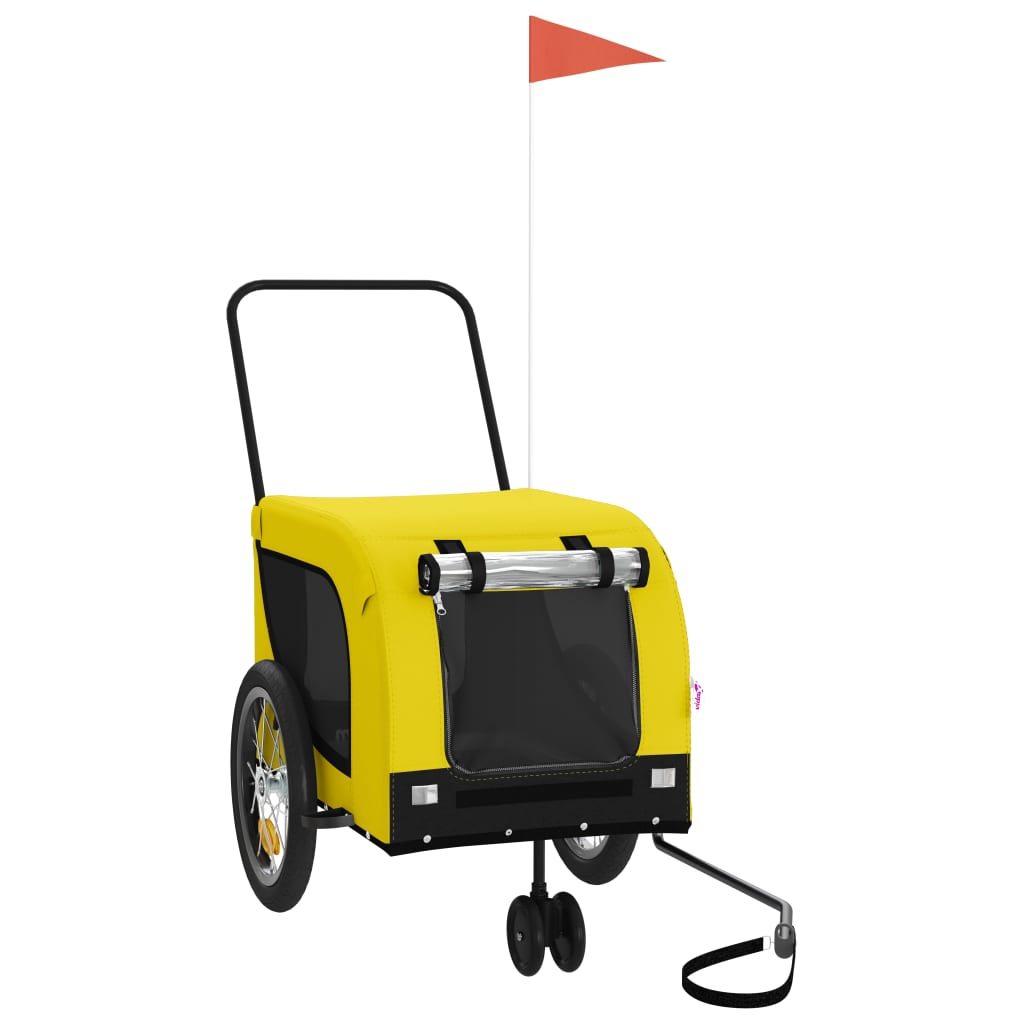 Hondenfietstrailer oxford stof en ijzer geel en zwart is nu te koop bij PeponiXL, paradijselijk wonen!