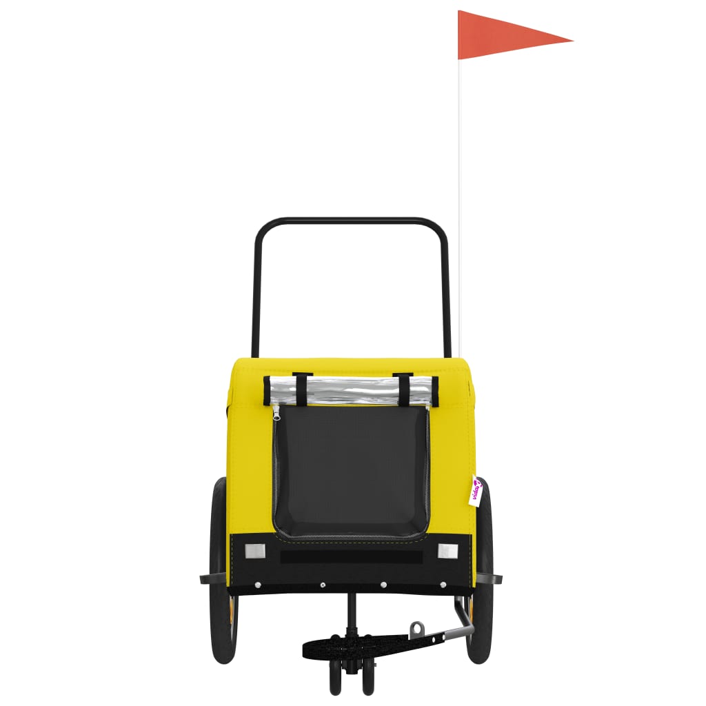 Hondenfietstrailer oxford stof en ijzer geel en zwart is nu te koop bij PeponiXL, paradijselijk wonen!