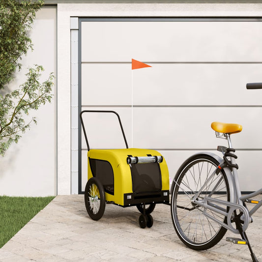 Hondenfietstrailer oxford stof en ijzer geel en zwart is nu te koop bij PeponiXL, paradijselijk wonen!