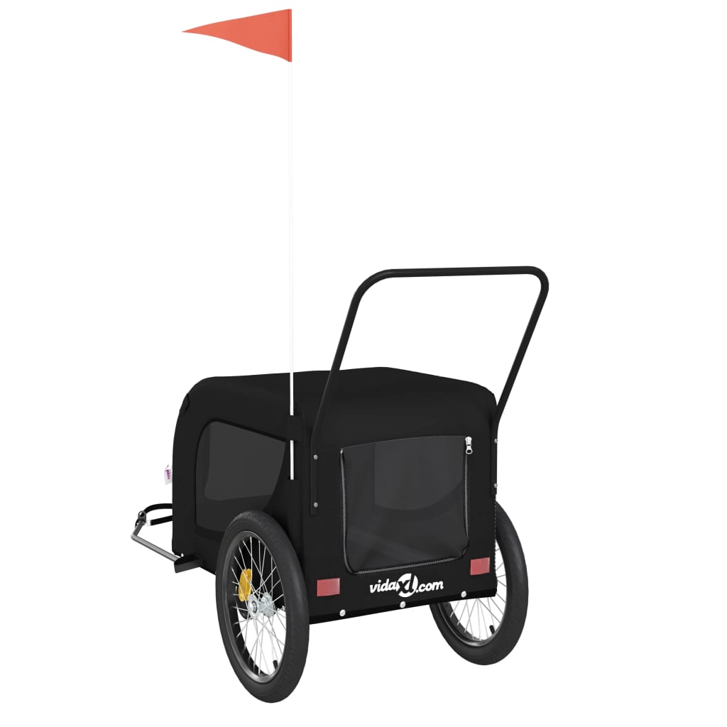 Hondenfietstrailer oxford stof en ijzer zwart is nu te koop bij PeponiXL, paradijselijk wonen!