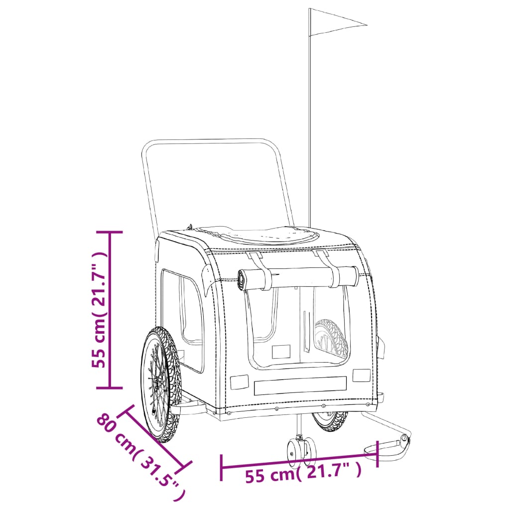 Hondenfietstrailer oxford stof en ijzer zwart is nu te koop bij PeponiXL, paradijselijk wonen!