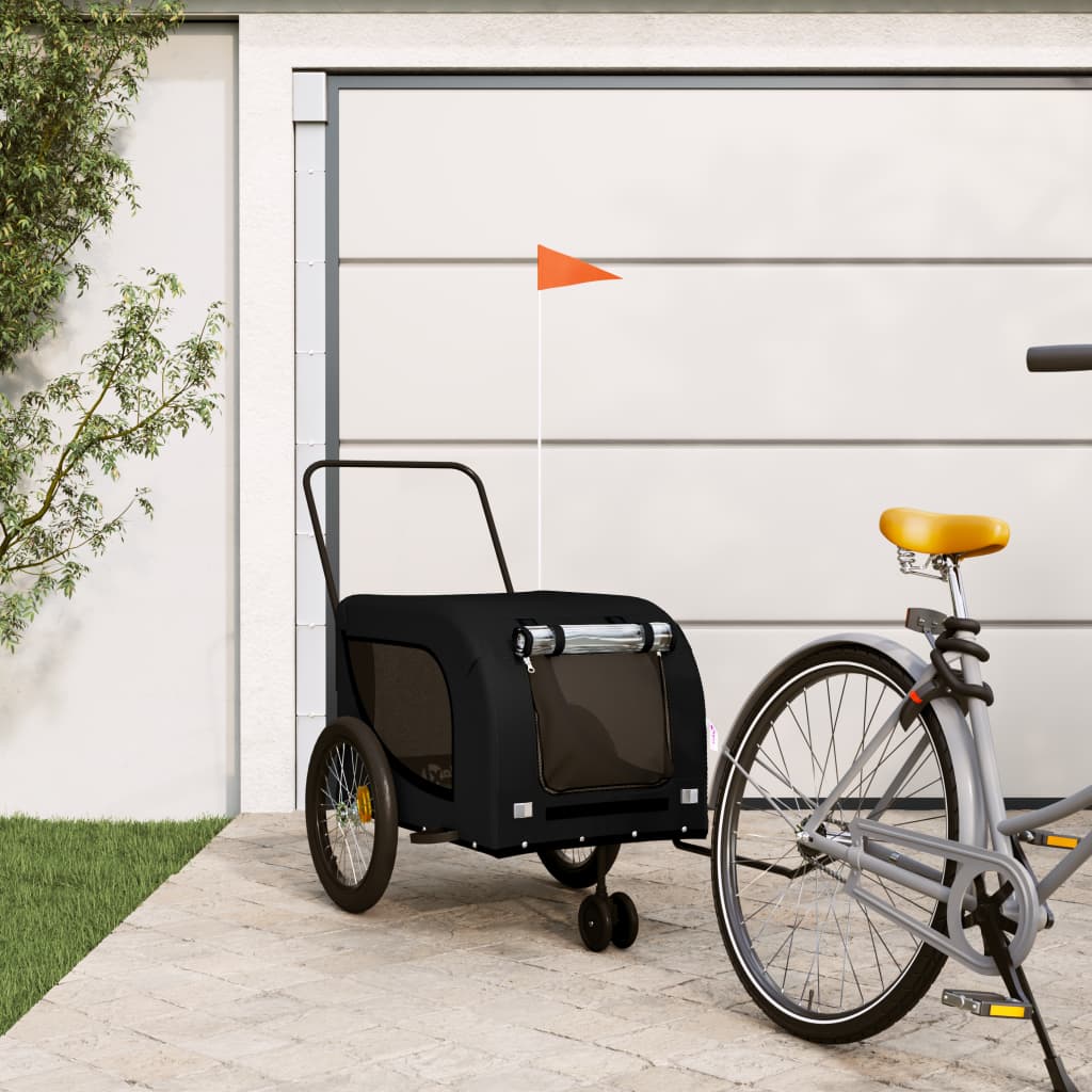Hondenfietstrailer oxford stof en ijzer zwart is nu te koop bij PeponiXL, paradijselijk wonen!