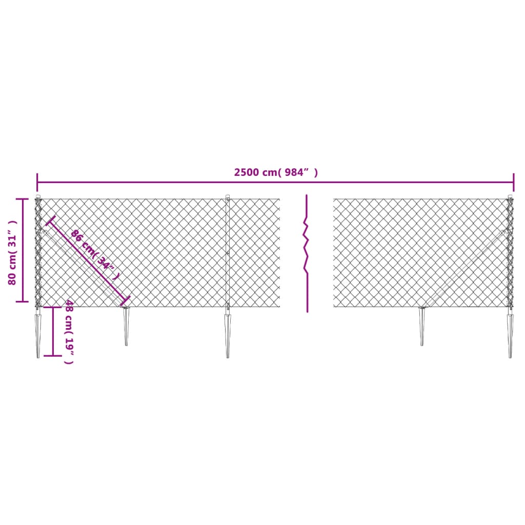 Gaashek met grondankers 0,8x25 m antracietkleurig is nu te koop bij PeponiXL, paradijselijk wonen!