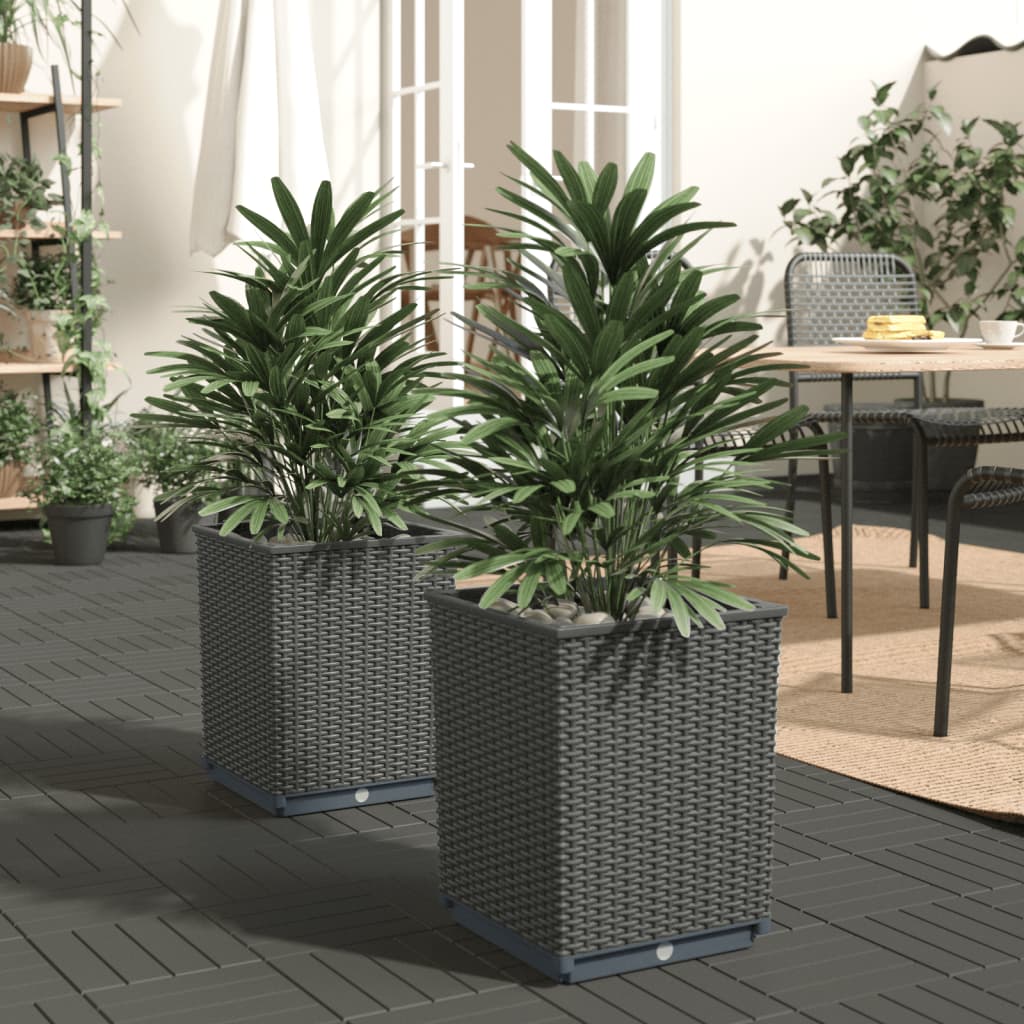Plantenbakken 2 st 30x30x37 cm polypropeen zwart is nu te koop bij PeponiXL, paradijselijk wonen!