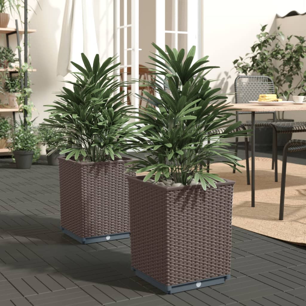 Plantenbakken 2 st 30x30x37 cm polypropeen bruin is nu te koop bij PeponiXL, paradijselijk wonen!